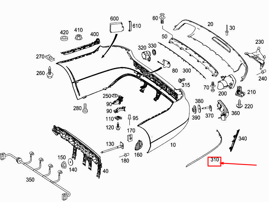 new mercedes-benz cls c218 rear right bumper trim strip a2188851021 original