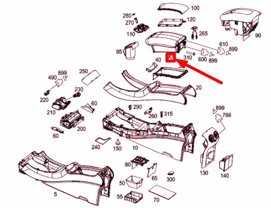 NEW MERCEDES-BENZ CLK C209 CENTER ARMREST COVER A20968049399E97 ORIGINAL