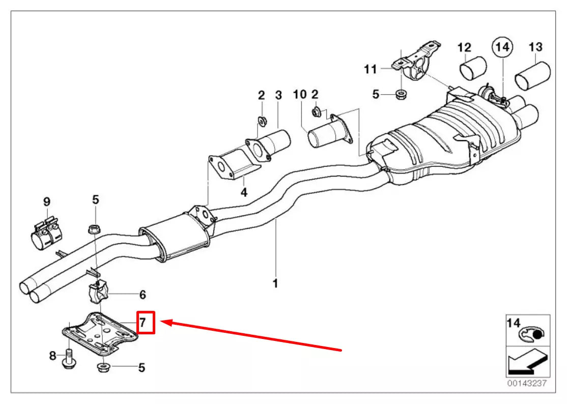 NEW BMW 3 E46 REAR CENTER EXHAUST HANGER SUPPORT 2693023 51712693023 ORIGINAL
