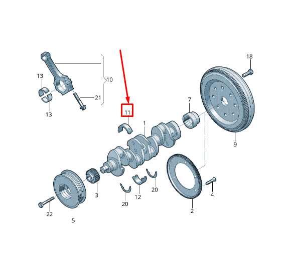 new audi q8 4mn engine crankshaft main bearing 06h105561kwei original