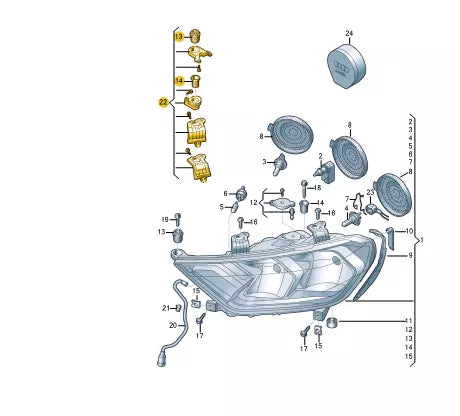 NEW AUDI A1 SPORTBACK GB FRONT LEFT HEADLIGHT REPAIR KIT 82A998121 ORIGINAL
