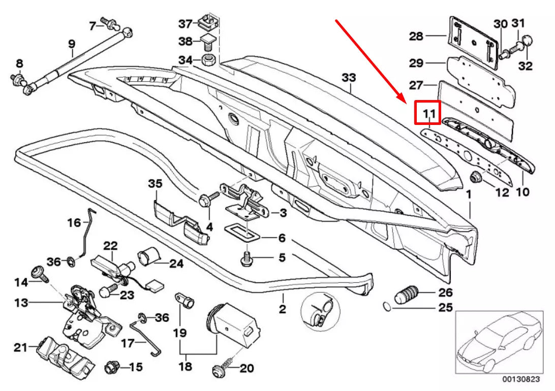 NEW BMW Z3 COUPE E36 TRUNK LID GRIP GASKET 51227026400 7026400 ORIGINAL