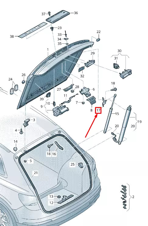 NEW AUDI Q3 F3 REAR LID GAS FILLED STRUT BRACKET 83F827605