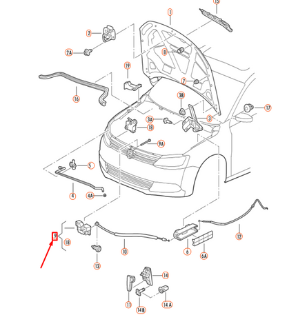 NEW VOLKSWAGEN JETTA A6 ENGINE HOOD LID LOCK 5U0823509N ORIGINAL
