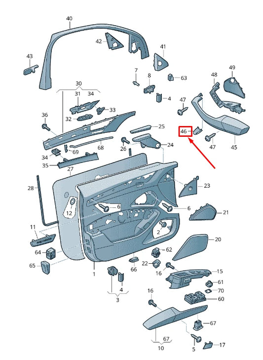 NEW AUDI A8 4H FRONT RIGHT DOOR ARMREST COVER LHD 4H1867228BH9