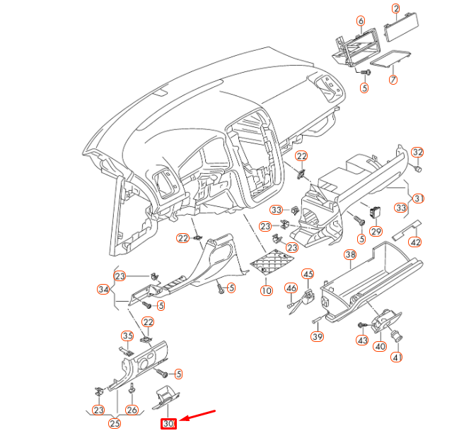 NEW VW EOS INSTRUMENT PANEL LEFT STOWAGE COMPARTMENT LHD 5K1857919D82V ORIGINAL