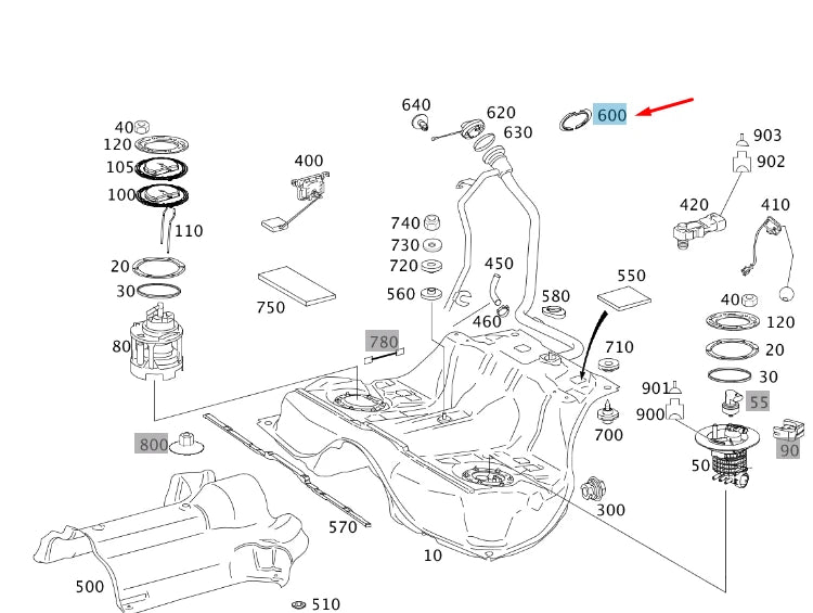 NEW MERCEDES-BENZ S W221 FUEL TANK FILLER NECK RING A2204710071 ORIGINAL