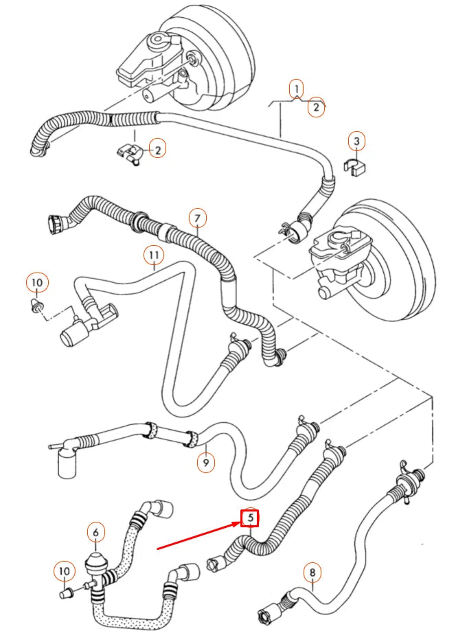 NEW AUDI TT 8J BRAKE SERVO VACUUM PIPE 8J0611931F ORIGINAL