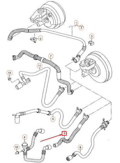 NEW AUDI TT 8J BRAKE SERVO VACUUM PIPE 8J0611931F ORIGINAL