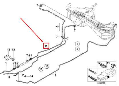 NEW BMW 3 CABRIO E46 REAR FUEL FEED LINE 16126752180 6752180 ORIGINAL