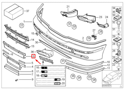 NEW BMW 5 E39 FRONT BUMPER NUMBER HOLDER 7005974 51117005974 ORIGINAL