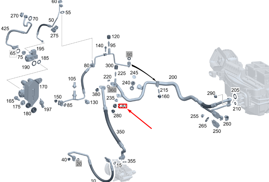 new mb gla h247 refrigerant line anti-vibration mount a0009981644 original