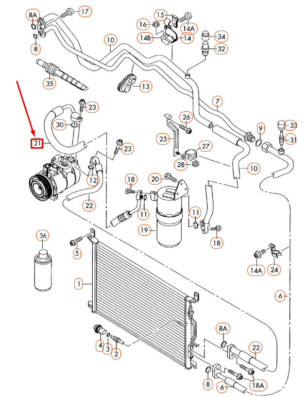 new audi a8 d3 a/c refrigerant line 4e0260707ba original