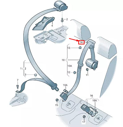 NEW AUDI Q2 GA REAR CENTER SEAT BELT GUIDE 8V0857763B4PK
