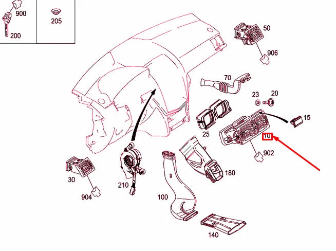 NEW MERCEDES-BENZ C W204 CENTAL AIR NOZZLE A20483074542A17 ORIGINAL