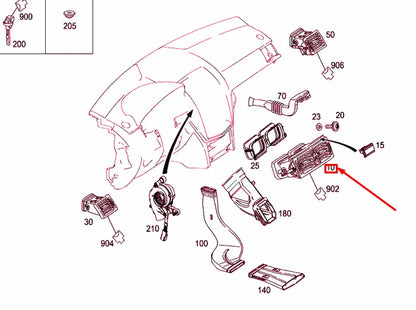 NEW MERCEDES-BENZ C W204 CENTAL AIR NOZZLE A20483074542A17 ORIGINAL