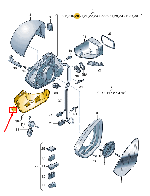 new audi q4 e-tron front left mirror trim lhd 89b8575779b9 original