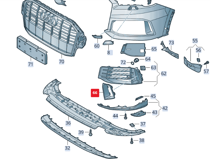 NEW AUDI Q7 4M FRONT RIGHT BUMPER INSERT 4M0807698ATB2 ORIGINAL