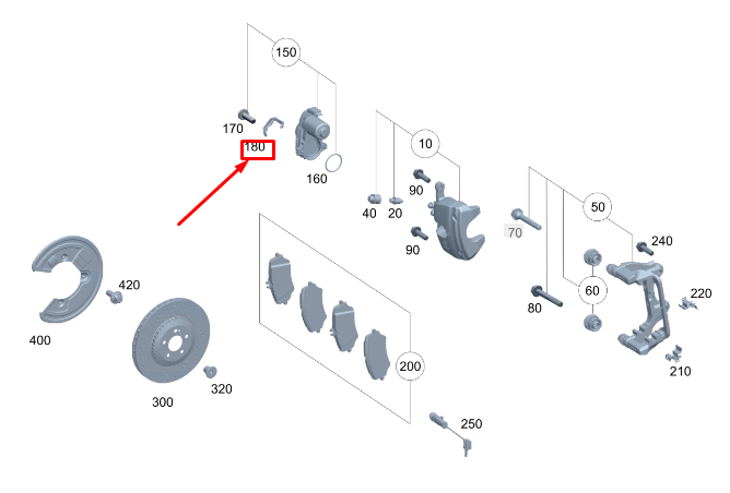 new mercedes-benz eqs v297 rear left brake hose bracket a2234235500 original