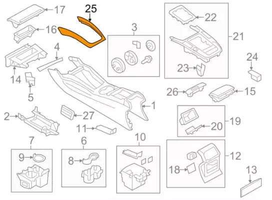 NEW AUDI Q5 8R FRONT CENTER CONSOLE ALLUMINUM COVER 8R0863305M1NK ORIGINAL