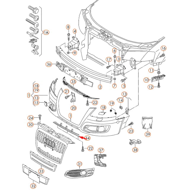 NEW AUDI A3 8PA SPORTBACK FRONT BUMPER LOWER SPOILER LIP 8P0807110E1RR