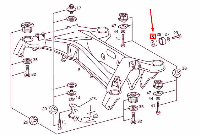 NEW MERCEDES-BENZ C W202 REAR SUBFRAME RUBBER MOUNTING A2023511142 ORIGINAL