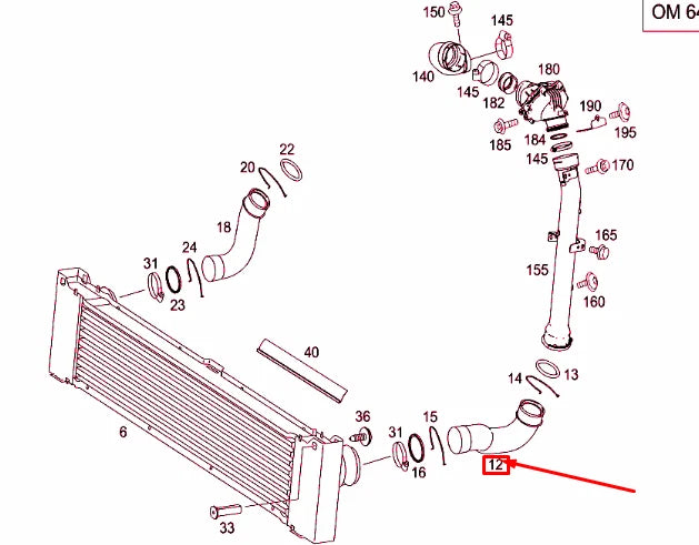 NEW MERCEDES-BENZ VITO W639 CHARGE AIR COOLING HOSE A6395281882 ORIGINAL