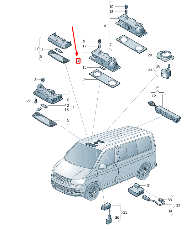 NEW VW TRANSPORTER VI T6 INTERIOR LIGHTING 7E5947105Y20 ORIGINAL