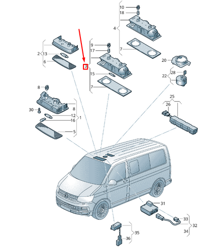 NEW VW TRANSPORTER VI T6 INTERIOR LIGHTING 7E5947105Y20 ORIGINAL