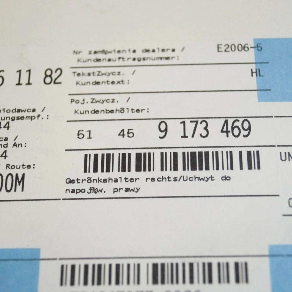 NEW BMW 3 E90 INSTRUMENT PANEL RIGHT CUP HOLDER LHD 51459173469 9173469 ORIGINAL