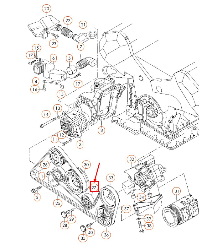 NEW AUDI A8 D3 ACCESSORY BELT IDLER PULLEY WITH BOLT 077109244F ORIGINAL