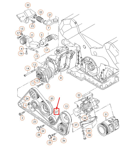 NEW AUDI A8 D3 ACCESSORY BELT IDLER PULLEY WITH BOLT 077109244F ORIGINAL