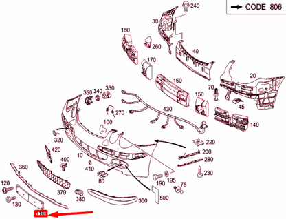 NEW MERCEDES-BENZ E W211 FRONT LICENCE PLATE MOLDING USA A2118850881 ORIGINAL