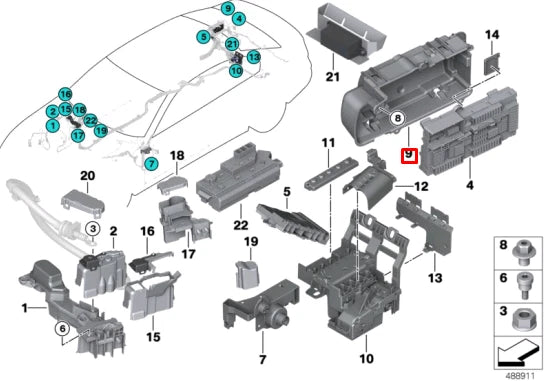 NEW BMW 5 G30 FUSE BOX COVER HOLDER 61139330542 ORIGINAL