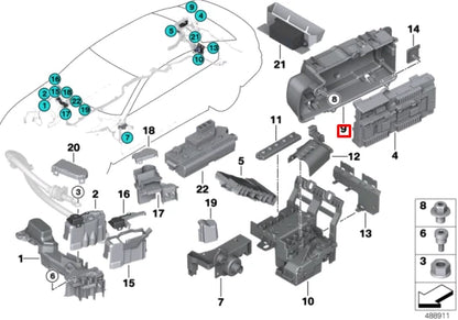 NEW BMW 5 G30 FUSE BOX COVER HOLDER 61139330542 ORIGINAL