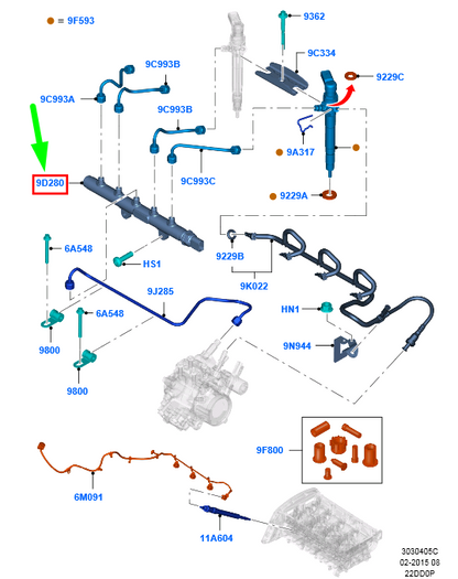 new ford transit mk4 fuel supply manifold assy bk2q-9d280-ab 1717578 original