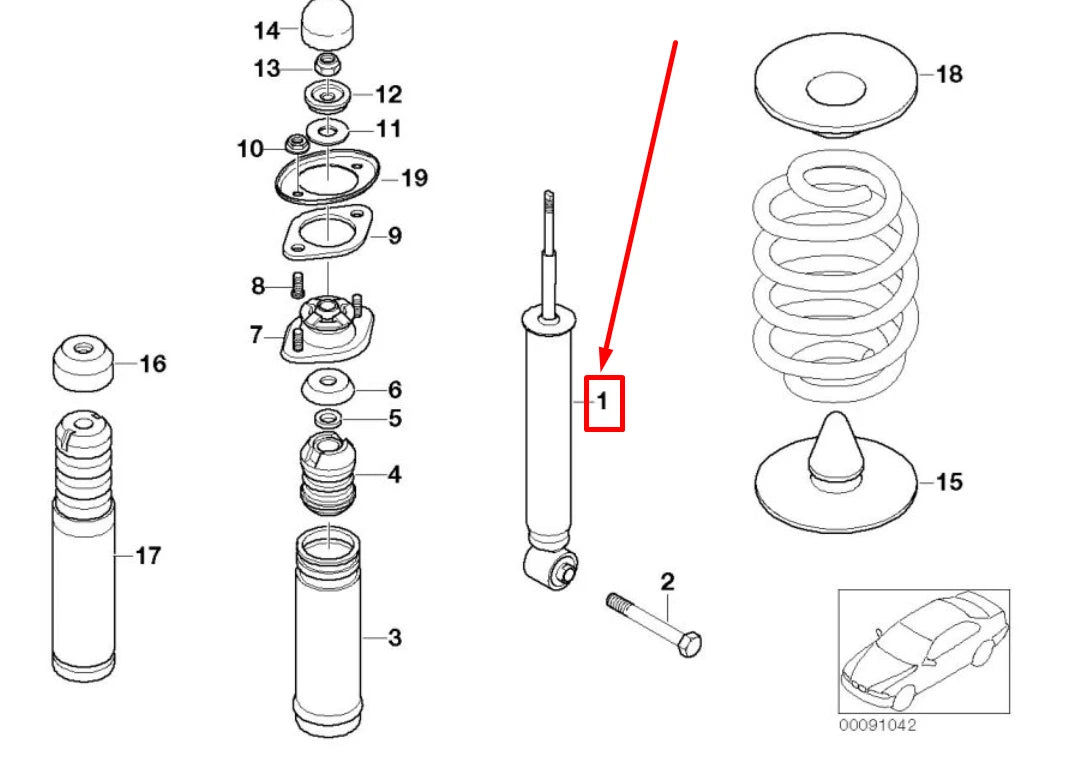 NEW BMW 3 E46 REAR SHOCK ABSORBER 2282099 33522282099 ORIGINAL