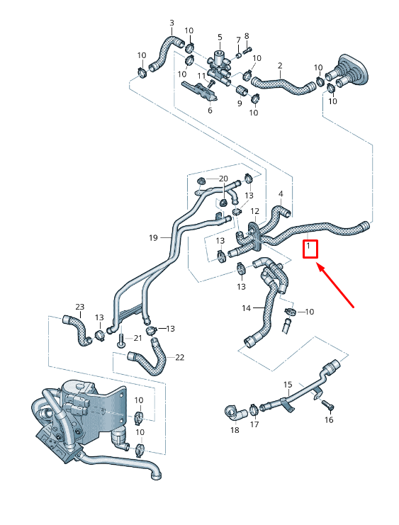 new audi a4 allroad b8 auxiliary heater coolant hose 8k1265371d original