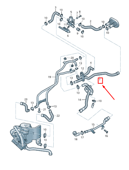 new audi a4 allroad b8 auxiliary heater coolant hose 8k1265371d original