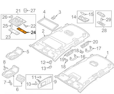 NEW VOLKSWAGEN CC FRONT INTERIOR LIGHT TRIM 1K0947133EY20 ORIGINAL