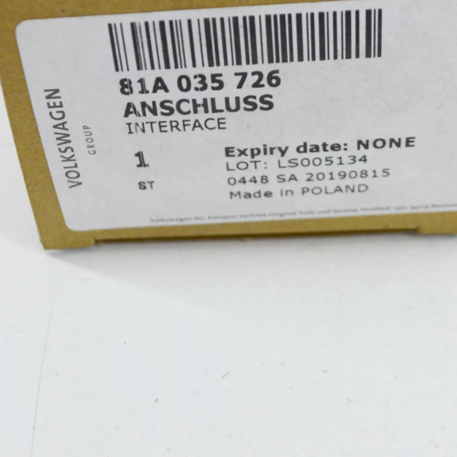 NEW AUDI A3 8V EXTERNAL AUDIO SOURCES CONNECTION 81A035726 ORIGINAL