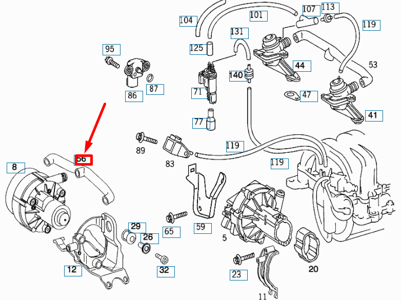 NEW MERCEDES-BENZ SLK R171 AIR PUMP HOSE A1132380582 ORIGINAL