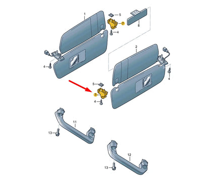 NEW AUDI Q7 4L LEFT INNER SUN VISOR RETAINER 4L0859561J50 ORIGINAL