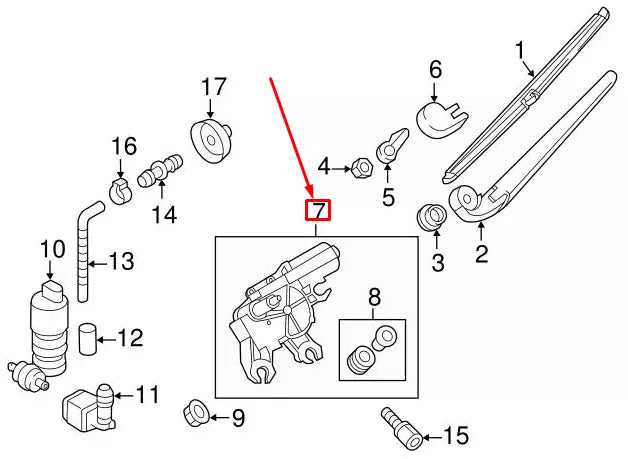 NEW VOLKSWAGEN TOUAREG 7P MK2 REAR WINDOW WIPER MOTOR 7P6955711B ORIGINAL