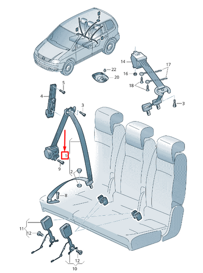 new vw touran 5t rear right seatbelt 5ta857806raa original