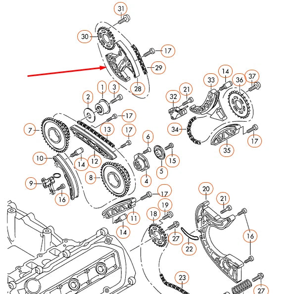 NEW AUDI A4 B8 RIGHT CHAIN TENSIONER 057109218K ORIGINAL