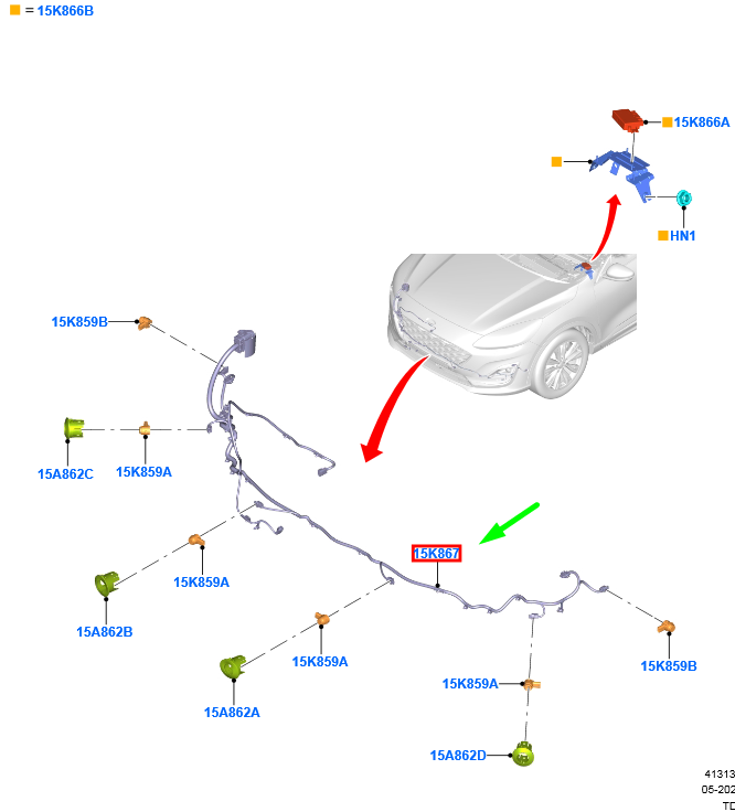 new ford kuga mk3 front parking distance aid sensor wire 2460468 original