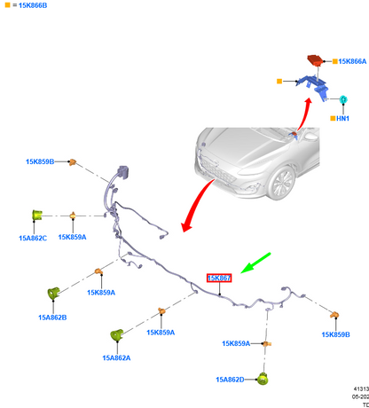 new ford kuga mk3 front parking distance aid sensor wire 2460468 original