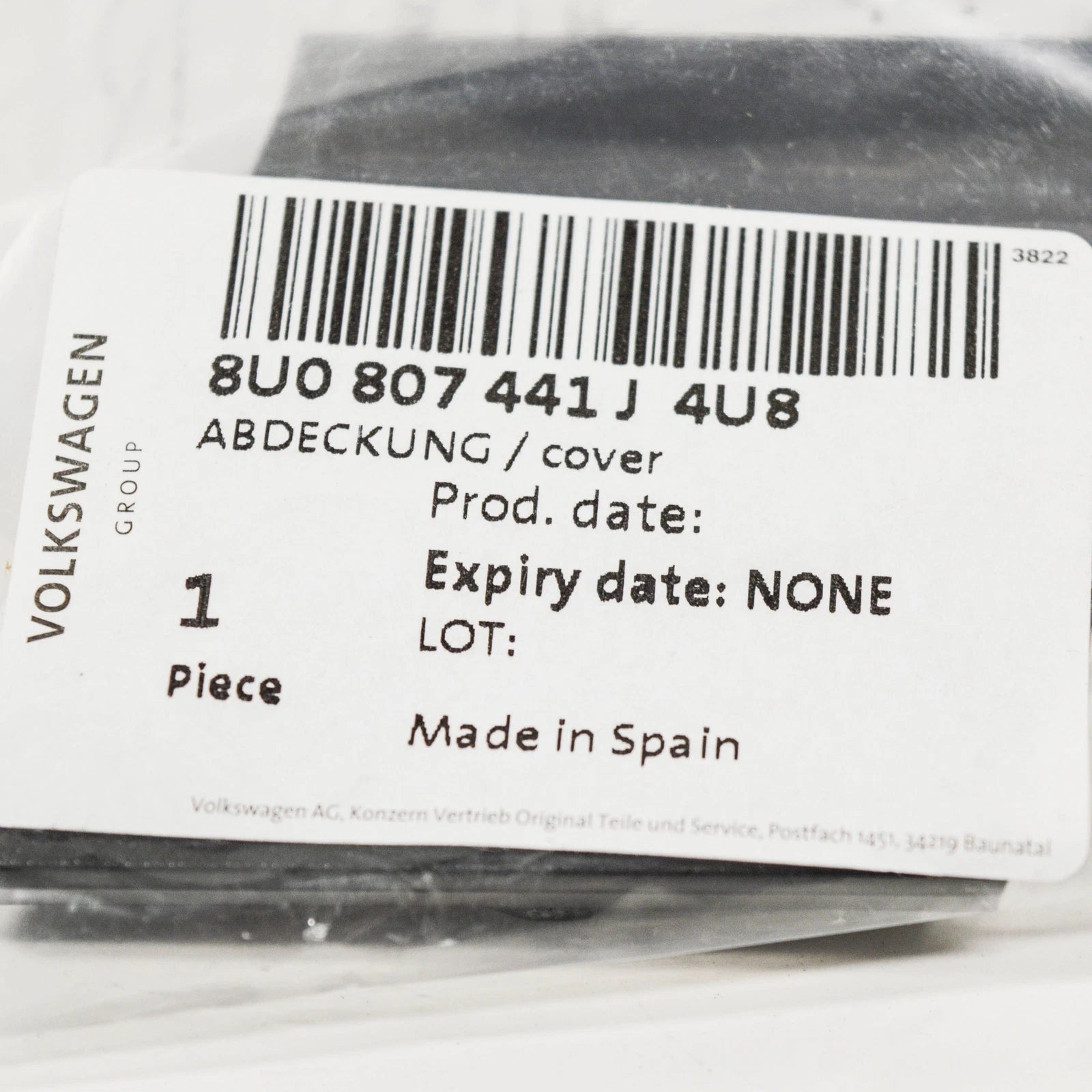 NEW AUDI Q3 8U REAR BUMPER LEFT TOW HOOK EYE CAP COVER 8U0807441J4U8 ORIGINAL