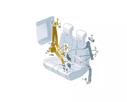 NEW VOLKSWAGEN CADDY SB REAR LEFT SEATBELT 2K5857815ARYV ORIGINAL